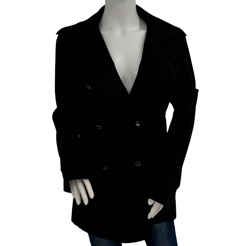 ST JOHN Women 8 Trench Jacket Blazer Black Double Breasted Old‎ Money Designer